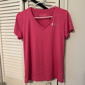 Under Armour Women's Bright Pink V-Neck Tee